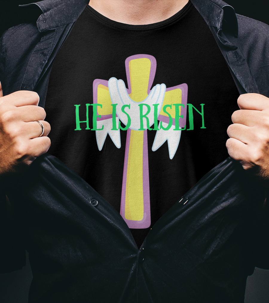 Easter He Is Risen Christian Cross Jesus Pastor Dad51 T-Shirt