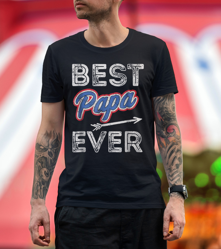 Best Papa Ever Puerto Rico Dad Retro Arrow T-Shirt