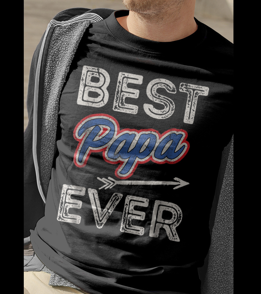 Best Papa Ever Puerto Rico Dad Retro Arrow T-Shirt