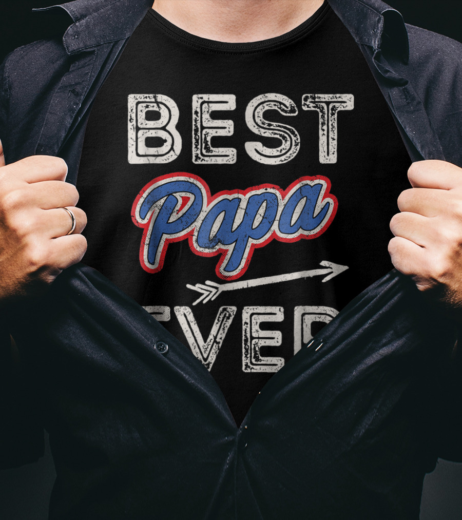 Best Papa Ever Puerto Rico Dad Retro Arrow T-Shirt