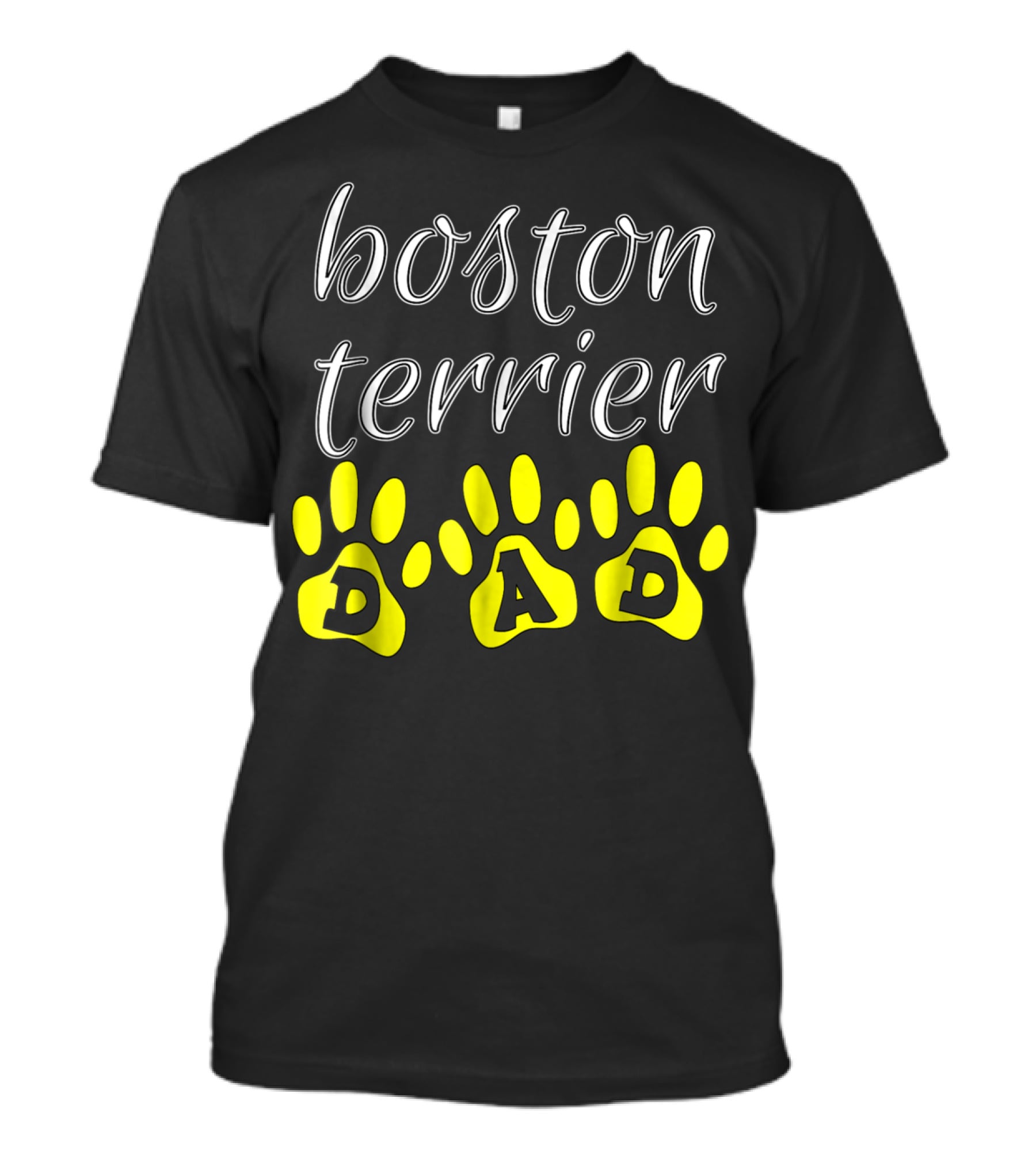 Boston Terrier Dad Fun Paw Print Cute T-Shirt