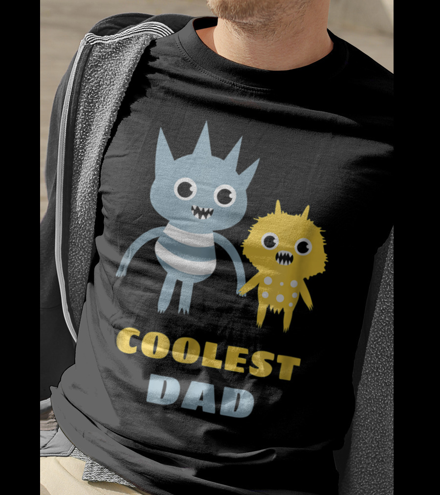 Coolest Dad Funny Monster Creatures Holding Hands T-Shirt