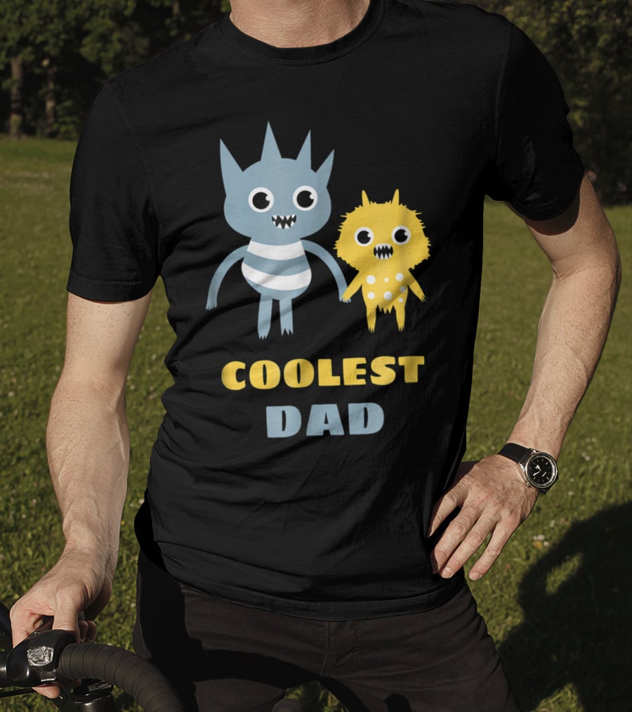 Coolest Dad Funny Monster Creatures Holding Hands T-Shirt