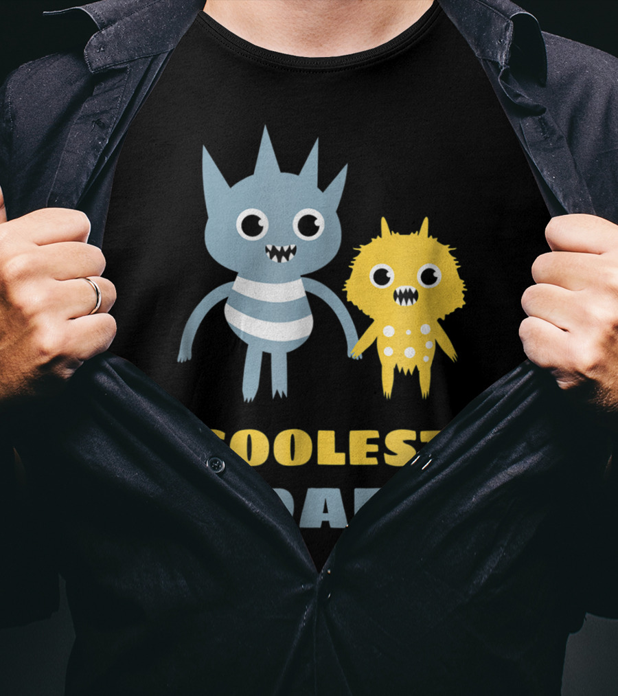 Coolest Dad Funny Monster Creatures Holding Hands T-Shirt