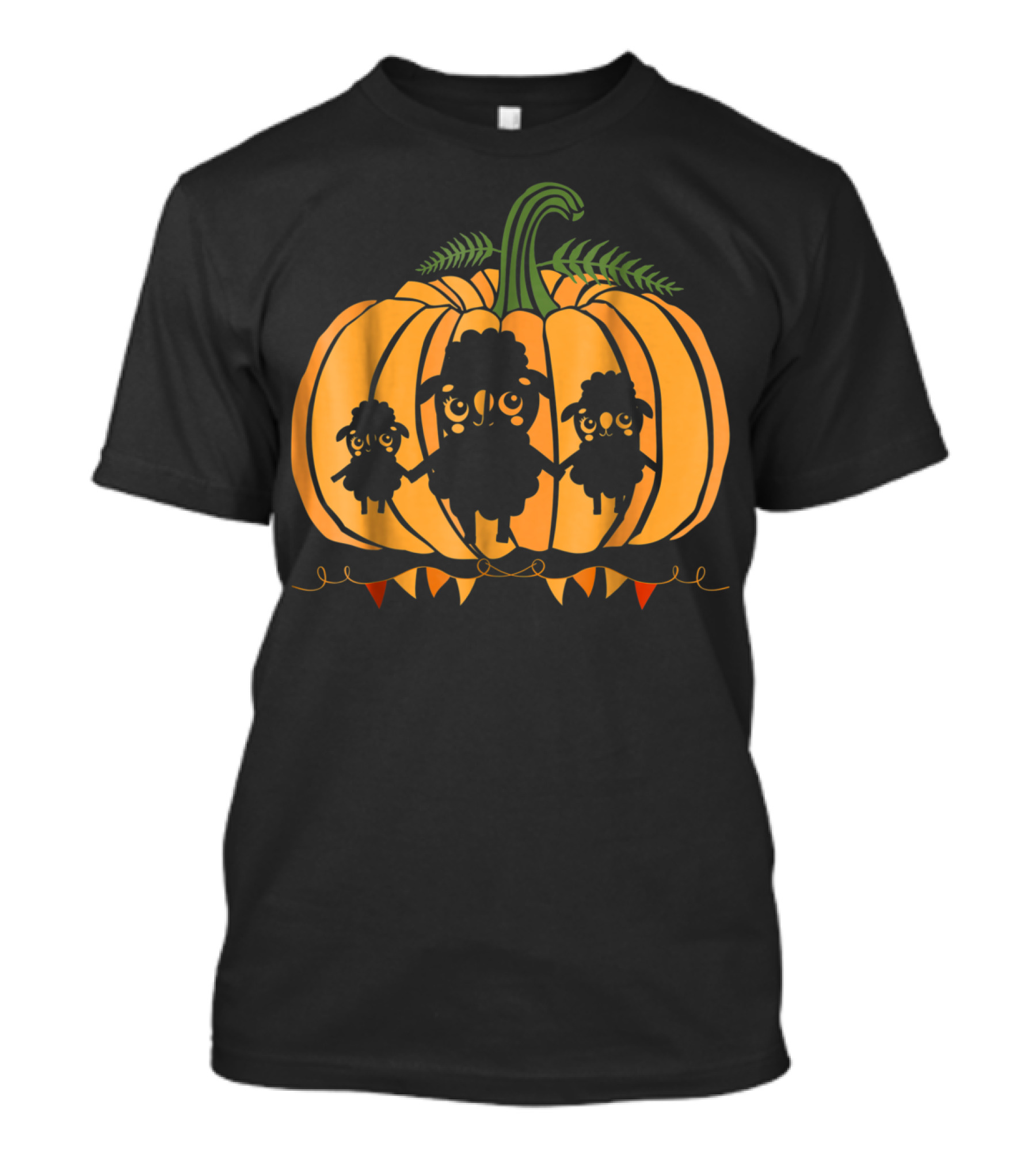 Cute Sheep Family Halloween Pumpkin Dad Mom85 T-Shirt