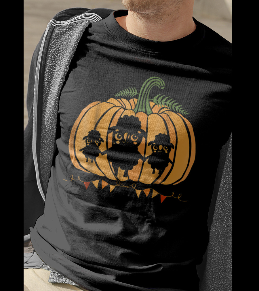 Cute Sheep Family Halloween Pumpkin Dad Mom85 T-Shirt