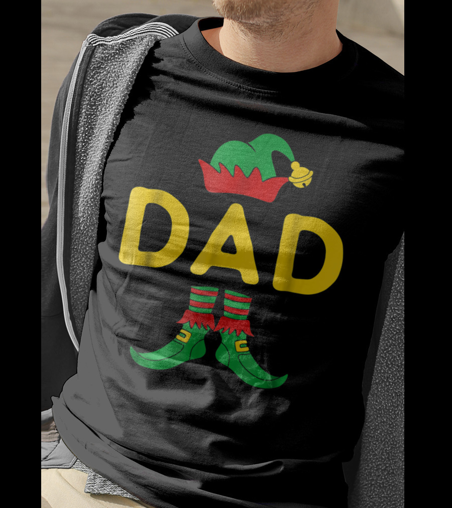 Dad Elf Christmas Hat And Shoes T-Shirt