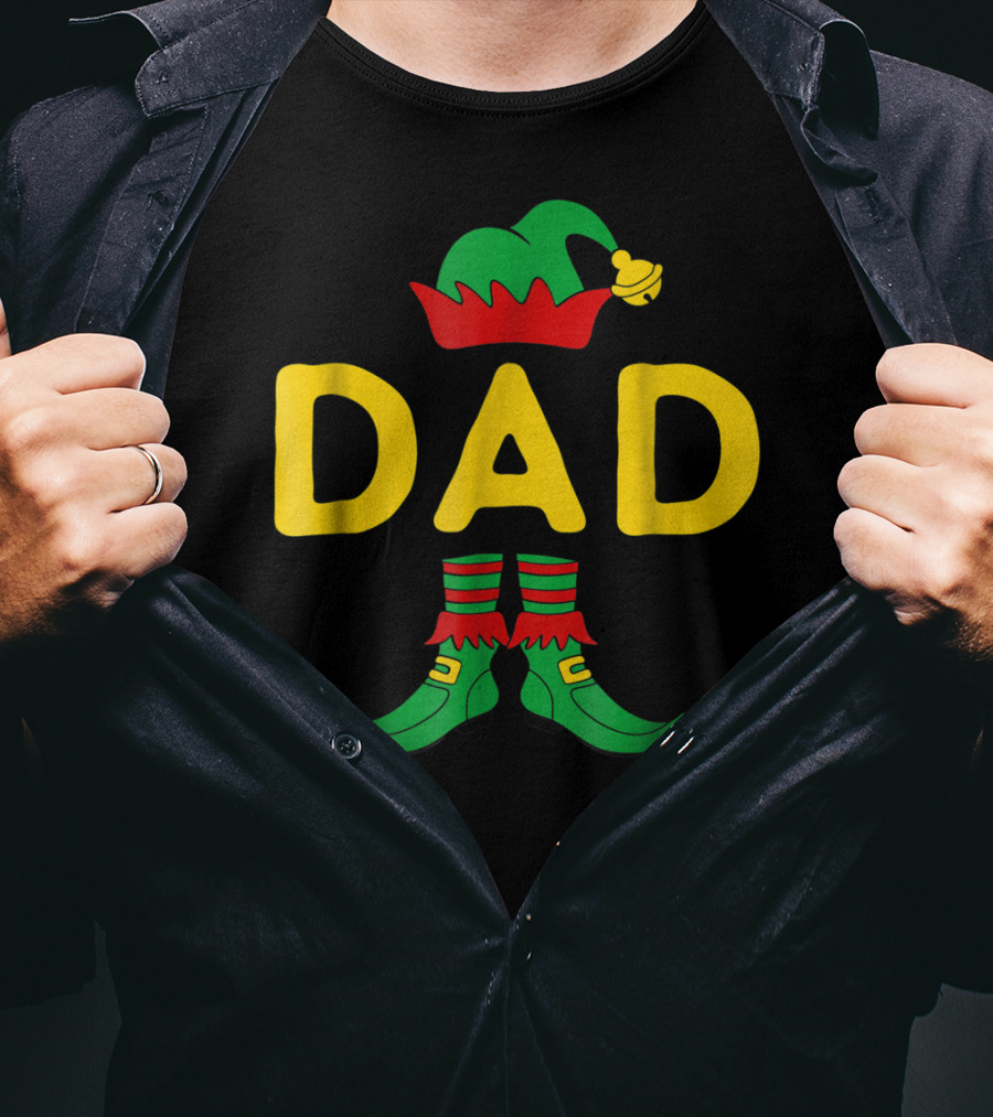 Dad Elf Christmas Hat And Shoes T-Shirt