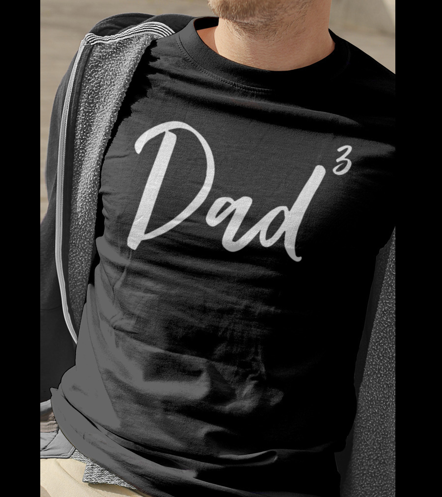 Dad Cubed Vintage Funny Witty Daddy Times Three T-Shirt