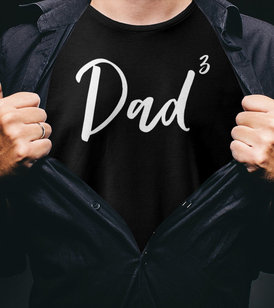 Dad Cubed Vintage Funny Witty Daddy Times Three T-Shirt