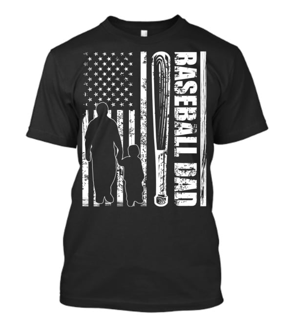 BASEBALL DAD American Flag Bat Father's Day T-Shirt