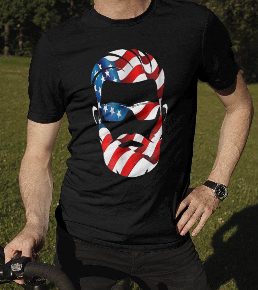 Bearded Dad US Flag Independence Day T-Shirt