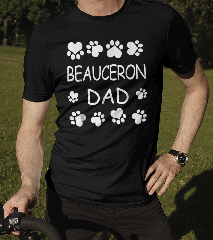 Beauceron Dad Paw Prints Lovers Christmas Birthday T-Shirt