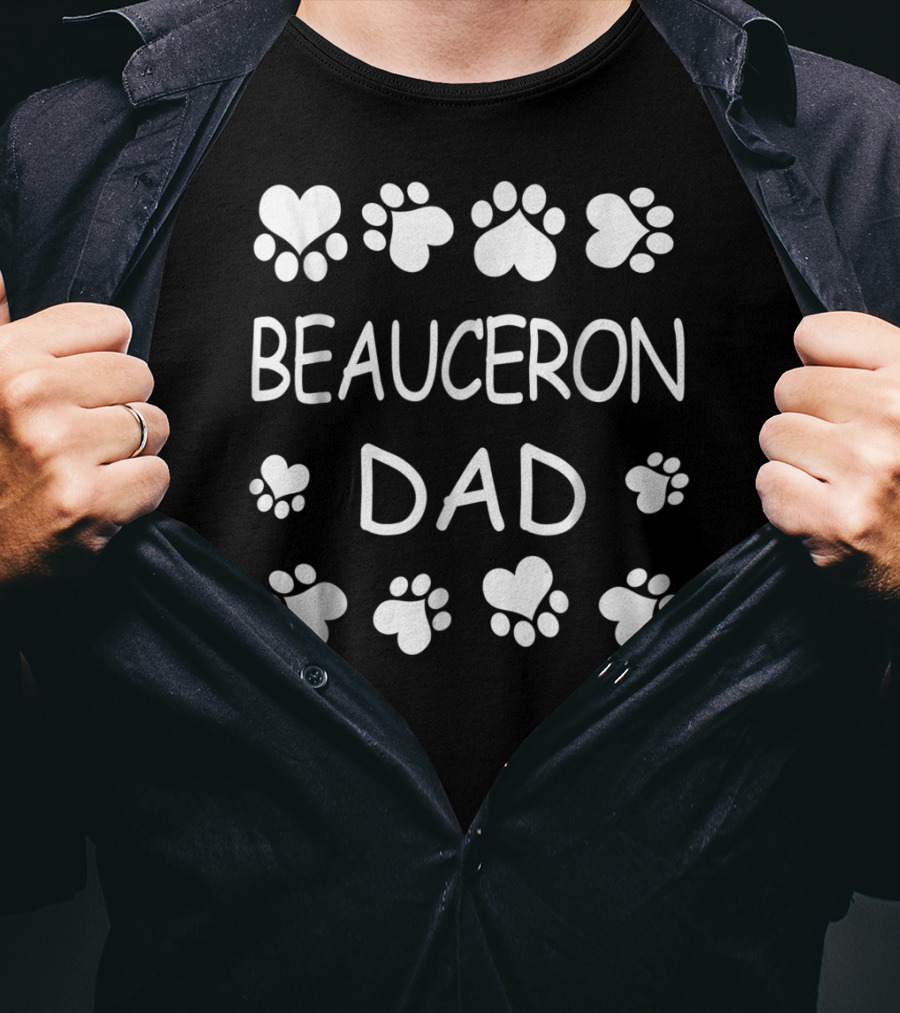 Beauceron Dad Paw Prints Lovers Christmas Birthday T-Shirt