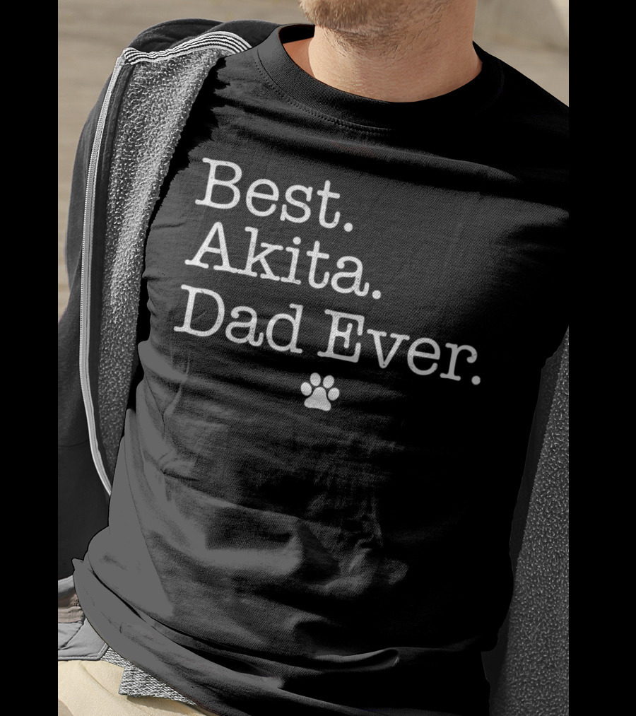 Best Akita Dad Ever Paw Prints T-Shirt