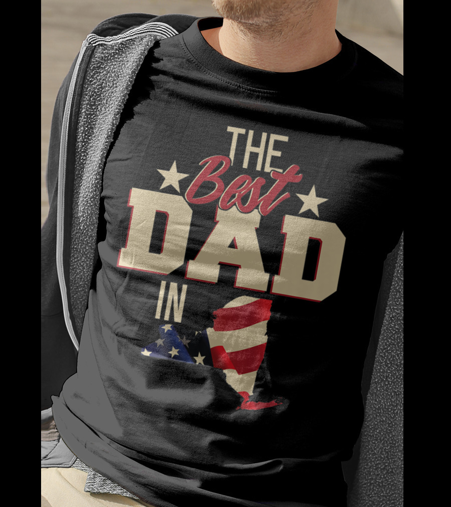 The Best Dad In Patriotic New York With American Flag T-Shirt