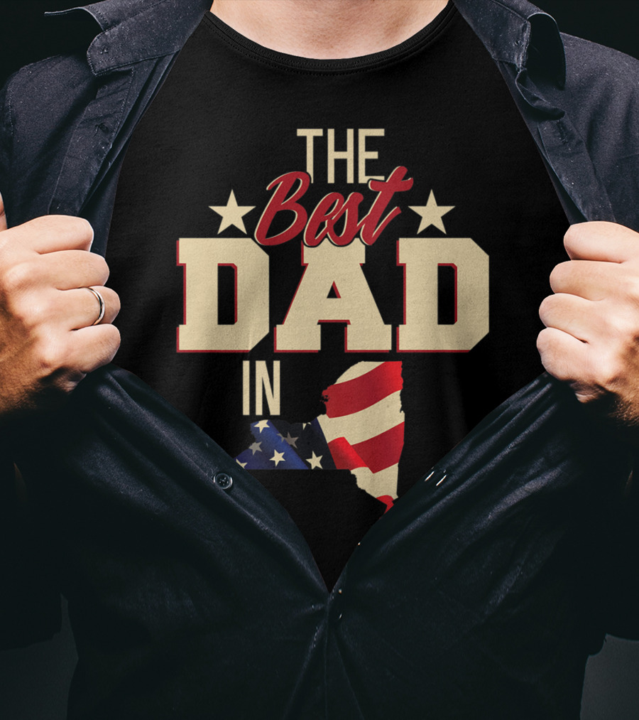 The Best Dad In Patriotic New York With American Flag T-Shirt