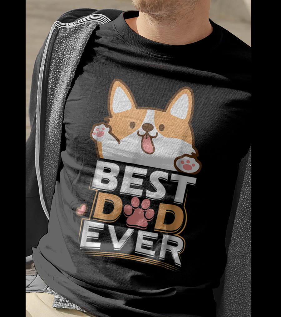 Best Dog Dad Ever Corgi Paws And Ears T-Shirt