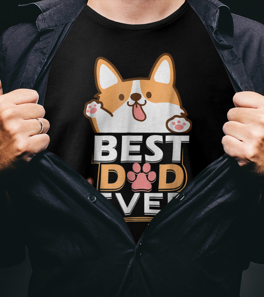 Best Dog Dad Ever Corgi Paws And Ears T-Shirt