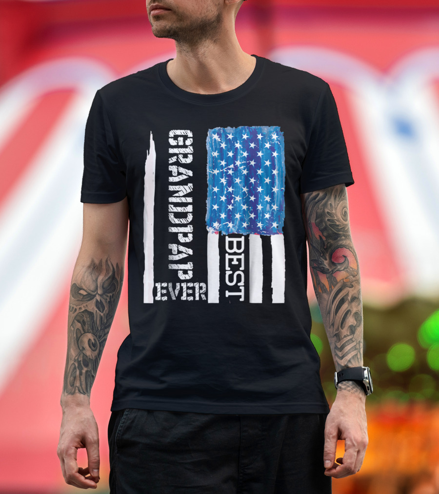 Best Grandpap Ever Distressed American Flag Design 68 T-Shirt