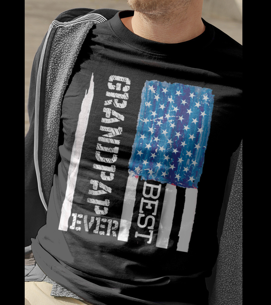 Best Grandpap Ever Distressed American Flag Design 68 T-Shirt