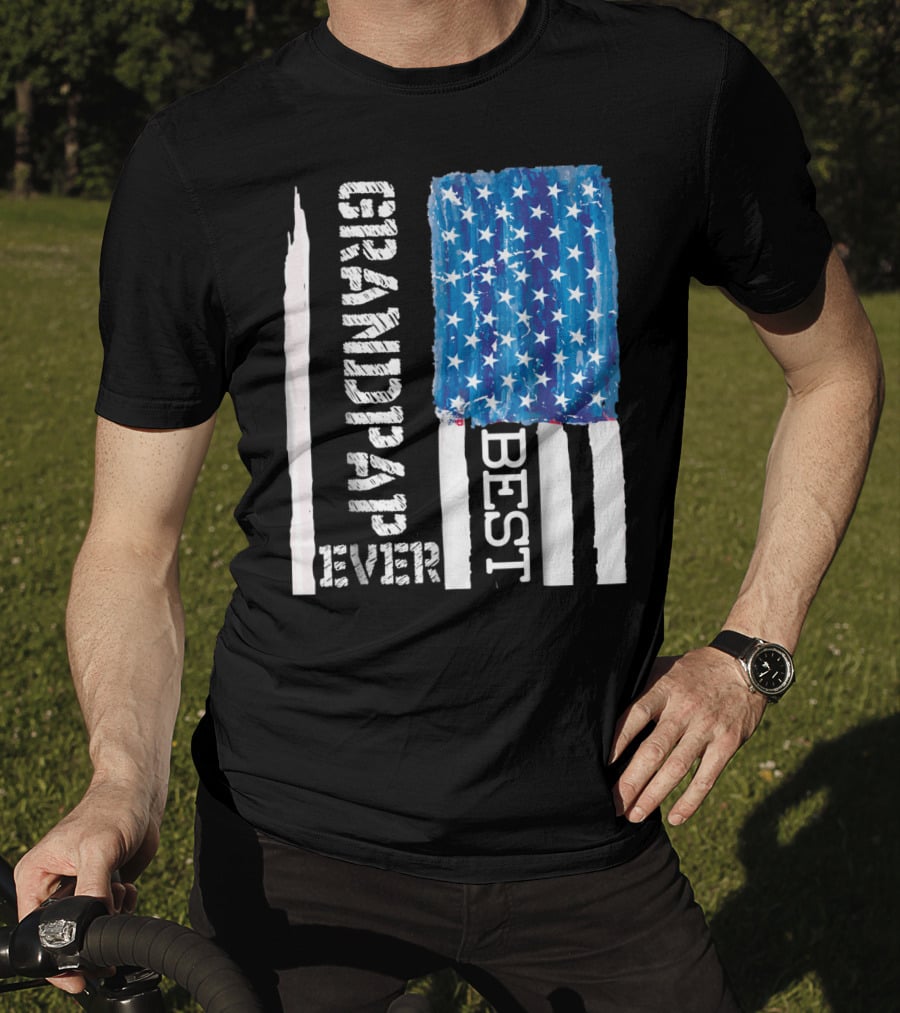 Best Grandpap Ever Distressed American Flag Design 68 T-Shirt