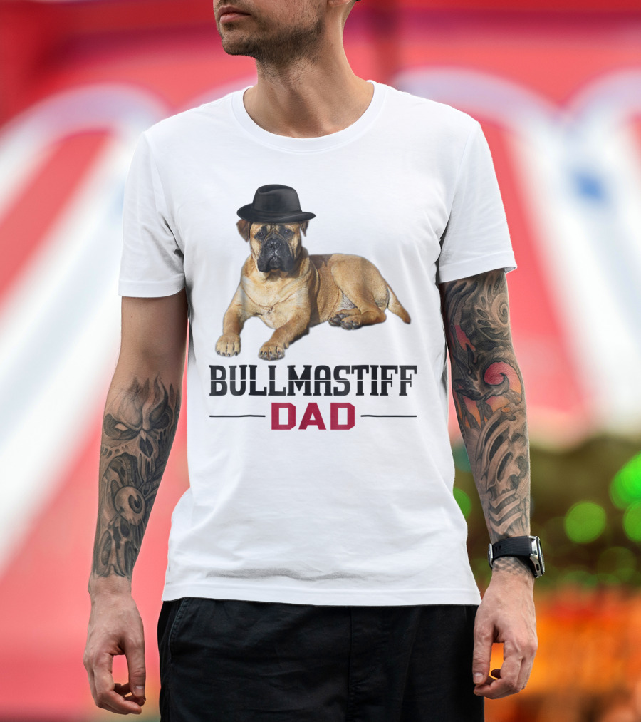 Bullmastiff Dad With Dog Lovers Hat T-Shirt
