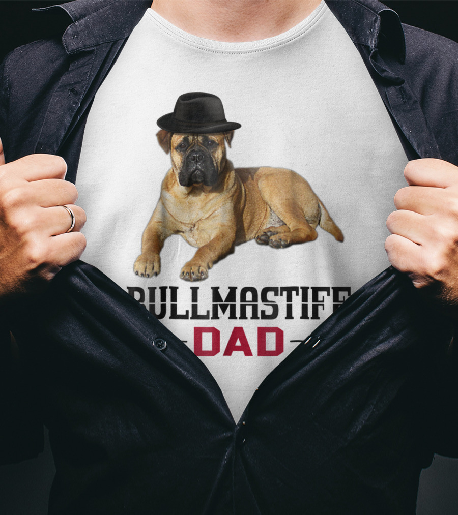 Bullmastiff Dad With Dog Lovers Hat T-Shirt