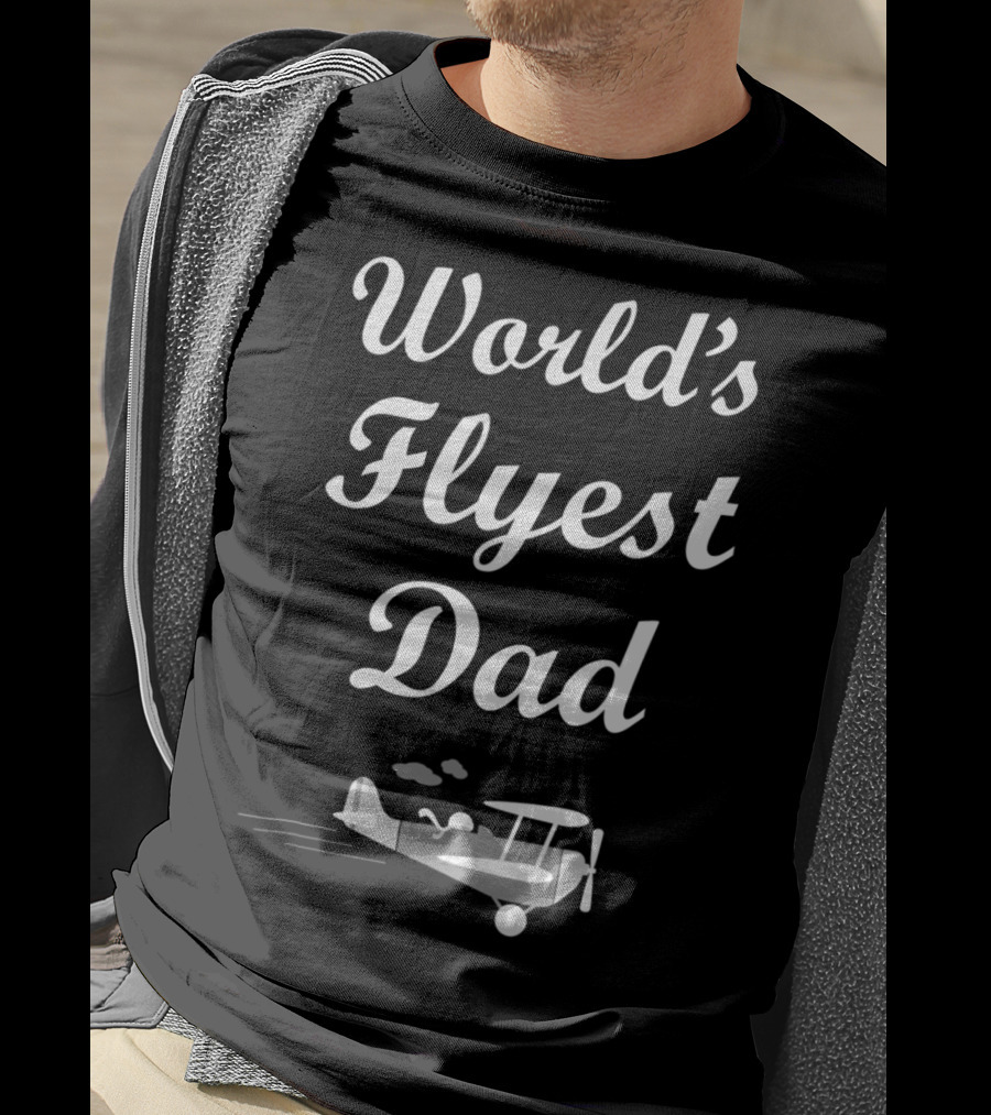 World's Flyest Dad Cartoon Airplane Pilot Bday T-Shirt