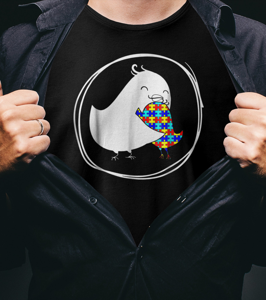 Chicken Embrace Autism Puzzle Pattern Awareness T-Shirt