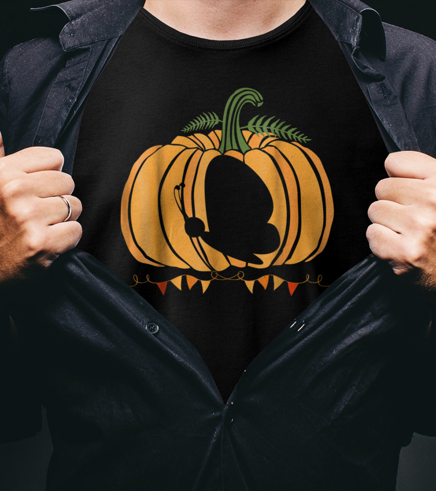 Cool Butterfly And Pumpkin Halloween For Kid Dad Mom T-Shirt