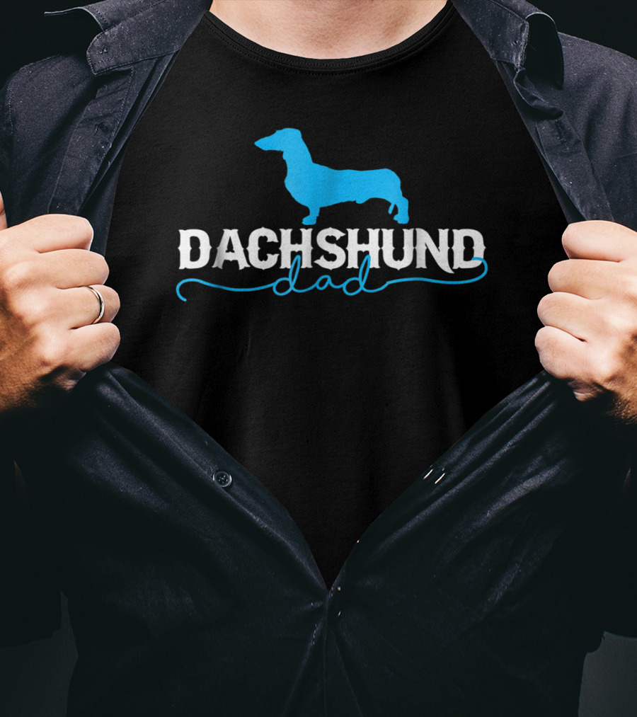 Dachshund Dad With Blue T-Shirt