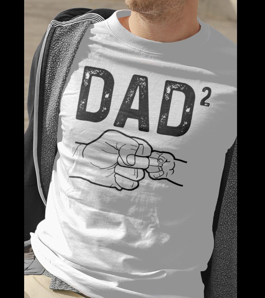Dad Squared Fist Bump Baby Announcement T-Shirt