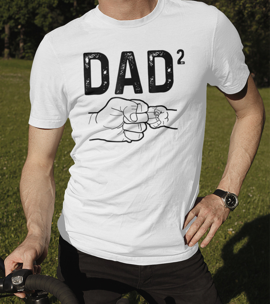 Dad Squared Fist Bump Baby Announcement T-Shirt