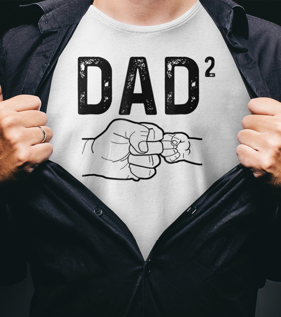 Dad Squared Fist Bump Baby Announcement T-Shirt