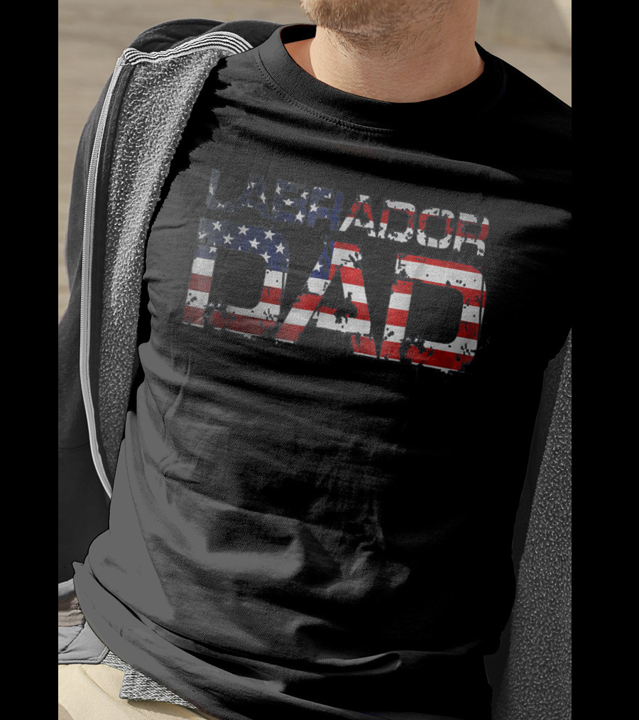 Labrador Dad American Flag Best Cute Cool Dad T-Shirt