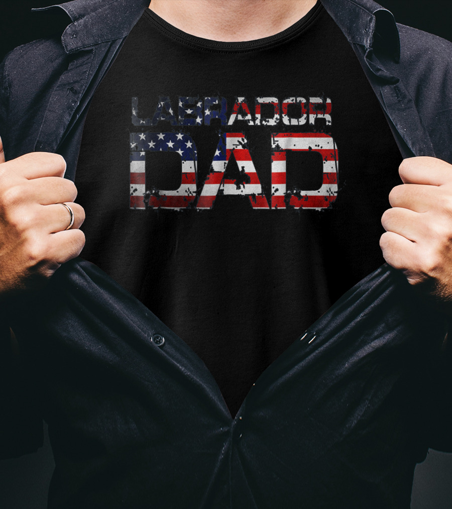 Labrador Dad American Flag Best Cute Cool Dad T-Shirt