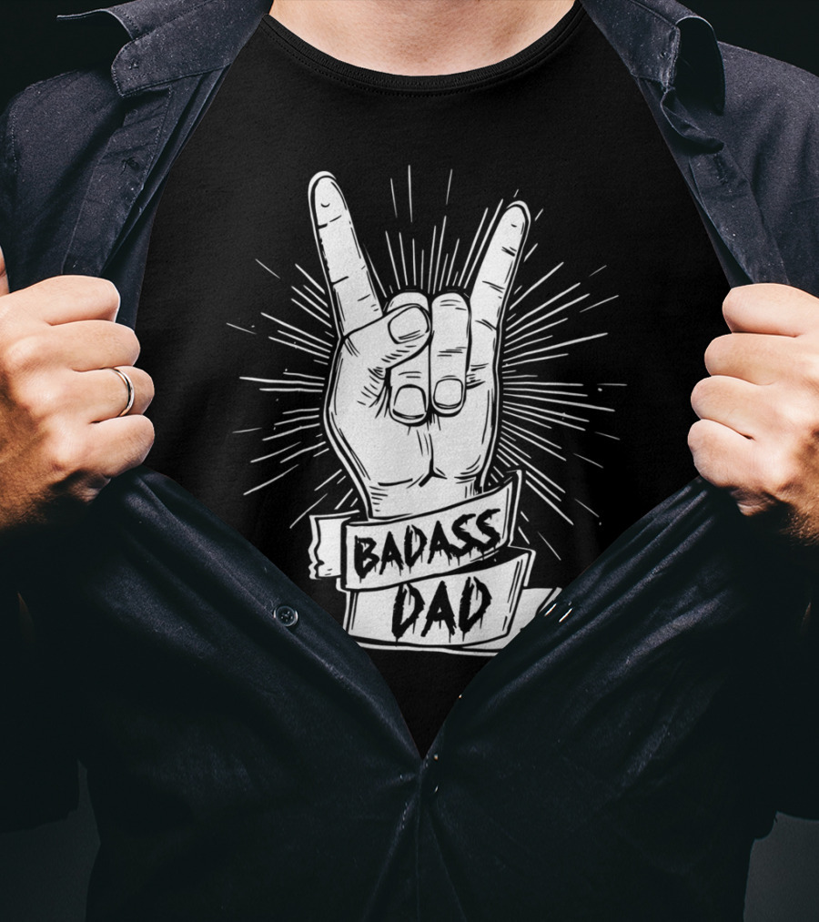 Badass Dad Father And Son Rock Hand Symbol Matching17 T-Shirt