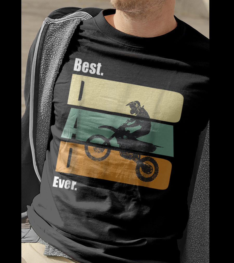 Best Motocross Dad Ever Funny For Fathers Retro Motorcycle Rider T-Shirt
