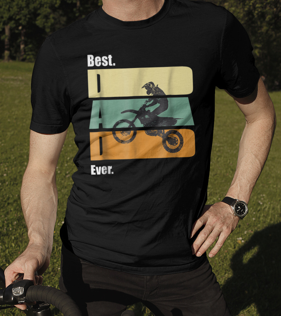Best Motocross Dad Ever Funny For Fathers Retro Motorcycle Rider T-Shirt