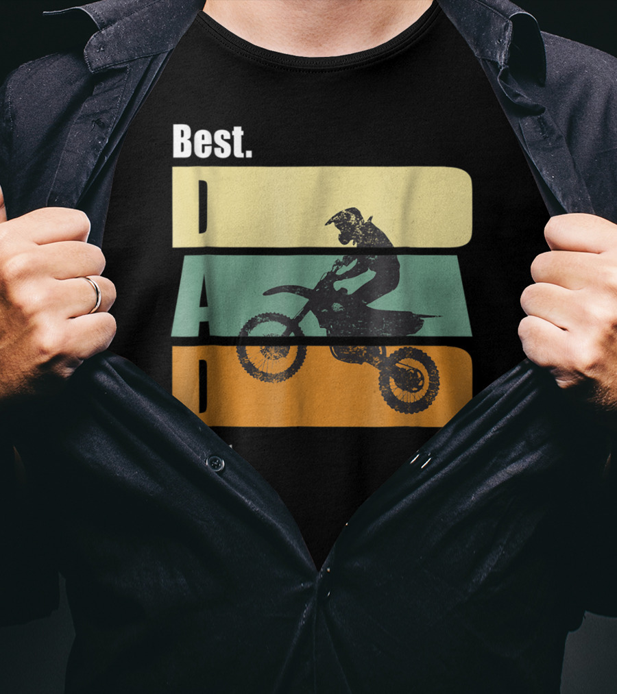 Best Motocross Dad Ever Funny For Fathers Retro Motorcycle Rider T-Shirt