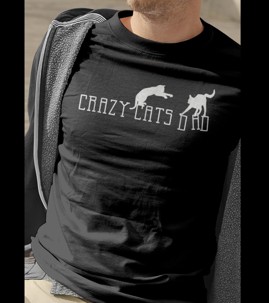 Crazy Cats Dad Fantasy Silhouette Animal Fun T-Shirt