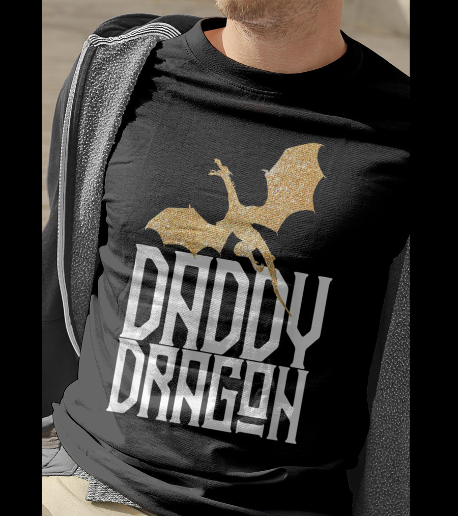 Daddy Dragon Gold Matching Family Tribe Dad Father Dragon T-Shirt