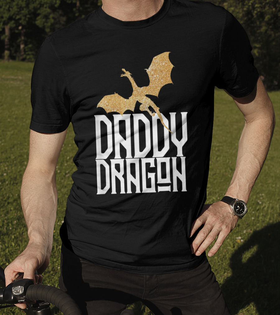 Daddy Dragon Gold Matching Family Tribe Dad Father Dragon T-Shirt
