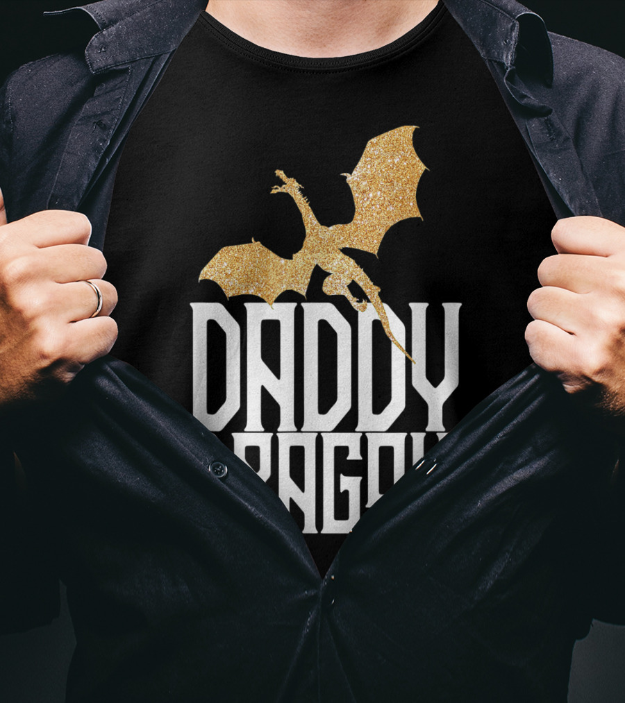 Daddy Dragon Gold Matching Family Tribe Dad Father Dragon T-Shirt