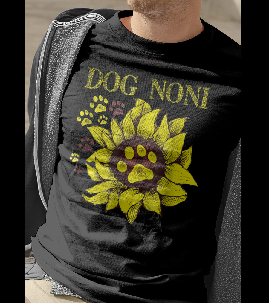 Dog Noni Sunflower Paw Prints T-Shirt