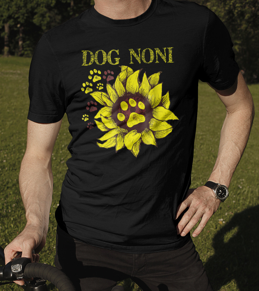 Dog Noni Sunflower Paw Prints T-Shirt