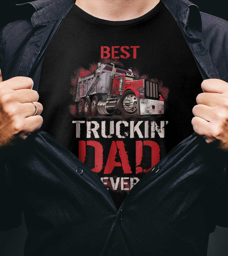 Best Truckin Dad Ever Red Truck T-Shirt