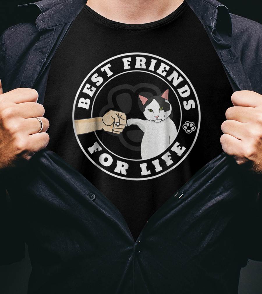 Best Friends For Life Cat Paw Fist Bump Fun T-Shirt