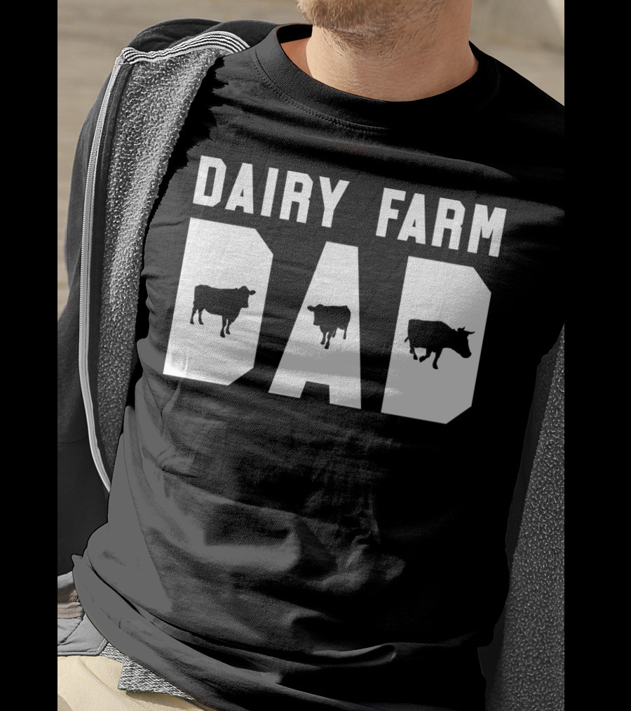 Dairy Farm Dad Funny Mens Cow Black12 T-Shirt